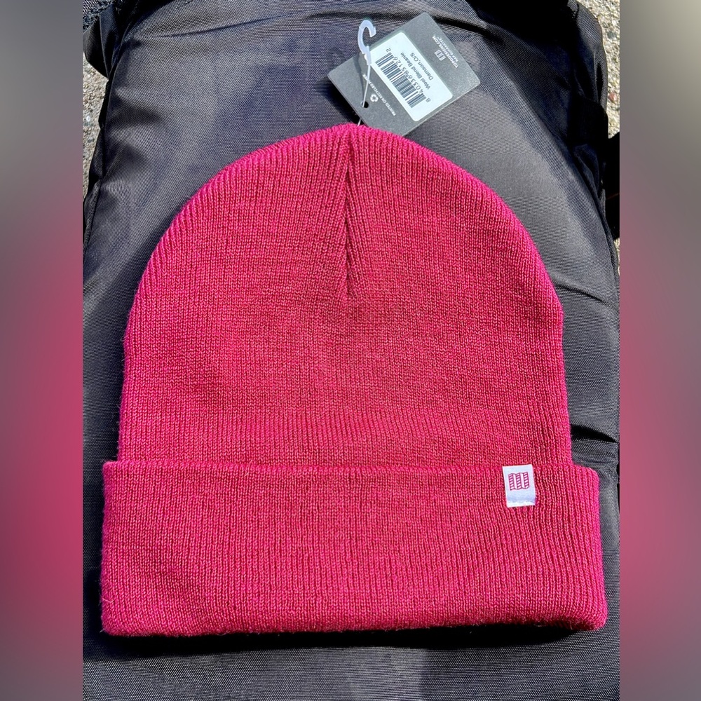 Unisex Adult Topo Designs Damson Wine Wool Blend One Size Beanie Cap Hat